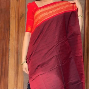 kanchi Cotton Saree maroon