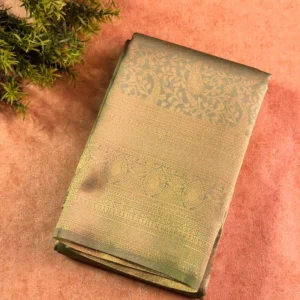 Semi silk brocade pastel green