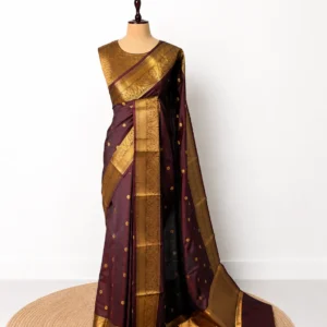 Semi silk coffee brown saree - COFFEE