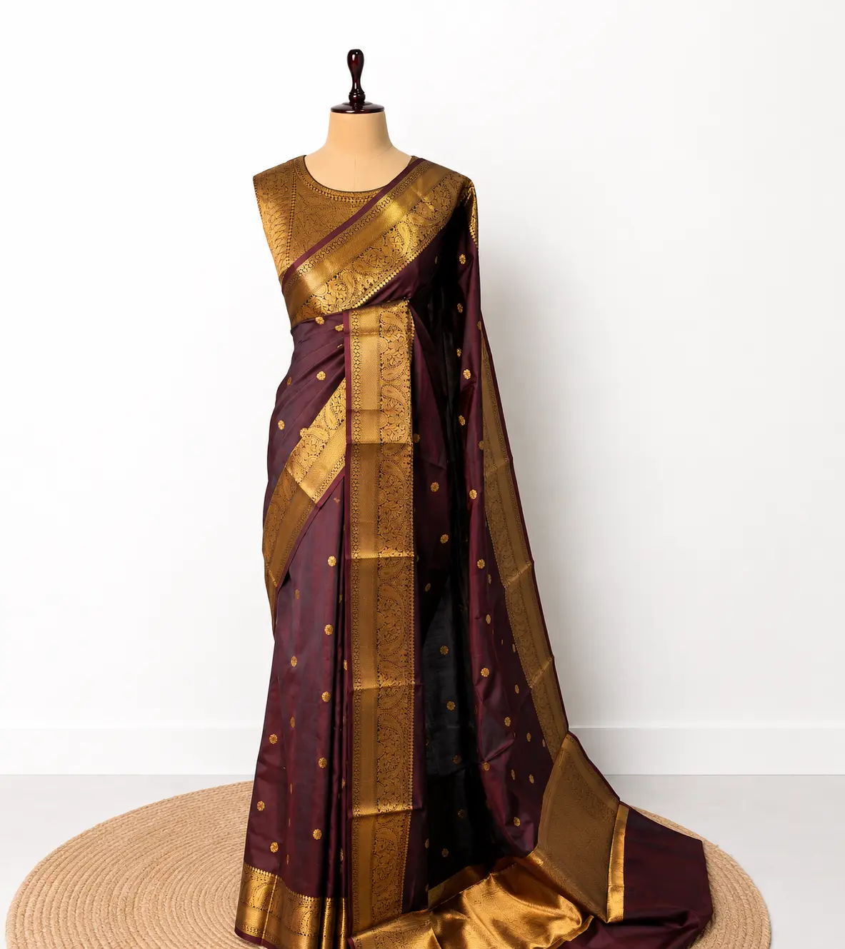 Semi silk coffee brown saree - COFFEE