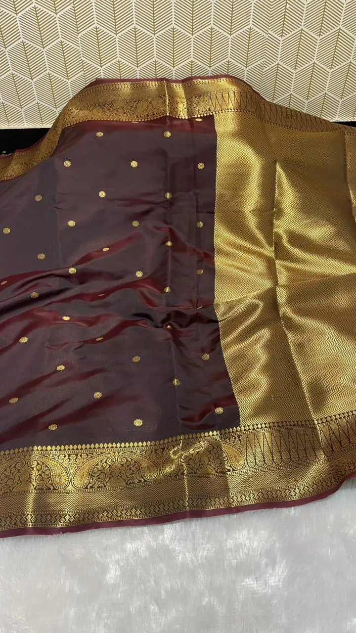 Semi silk coffee brown saree - COFFEE - Image 4