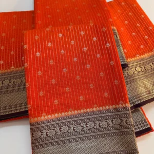 Orange and coffee banarasi chiniya silk  - BC02