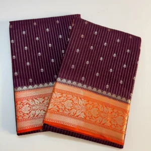 Orange and coffee banarasi chiniya silk  - BC03
