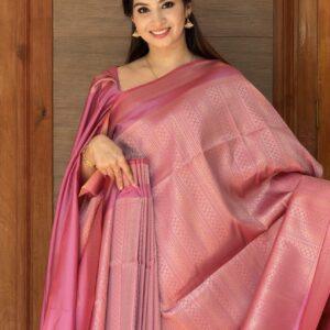 Pink soft silk saree - PS03