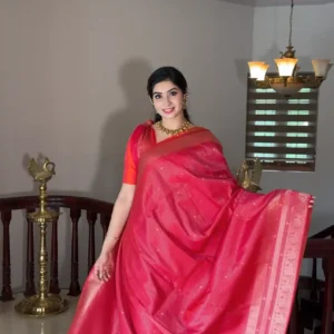 Semi silk Rani pink  saree - SSR12